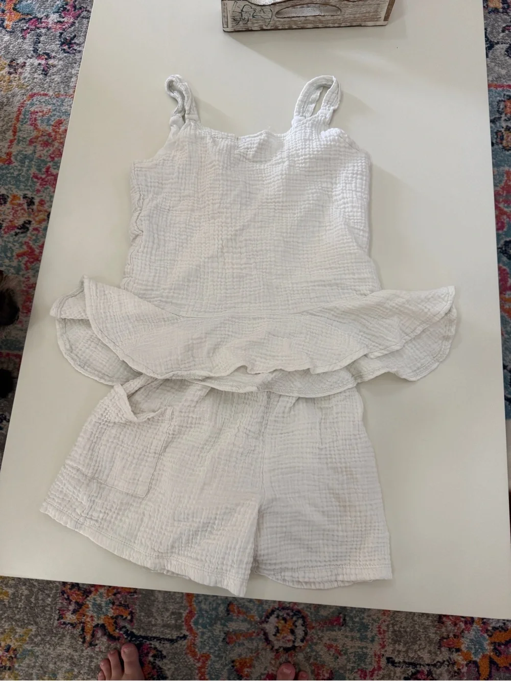 Area Code 407 White Gauze Two-Piece Tank & Short Set - tween girls size 14
